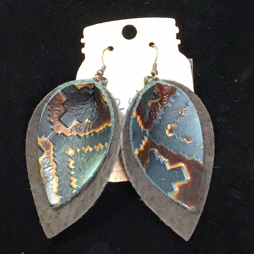 Navajo leather  earrings  (22j)
